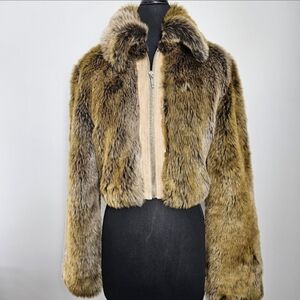 Wet Seal Fur Coat- Brown and Cream